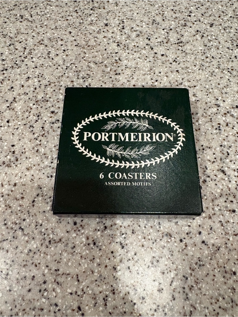 Portmeirion Dark Green Coaster Set - 6 Assorted Motifs